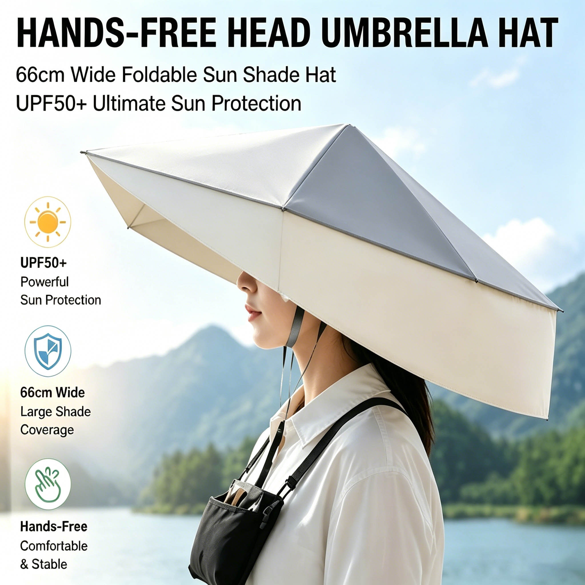 Photography Umbrella - قبعة شمسية قابلة للطي UPF50+ بدون