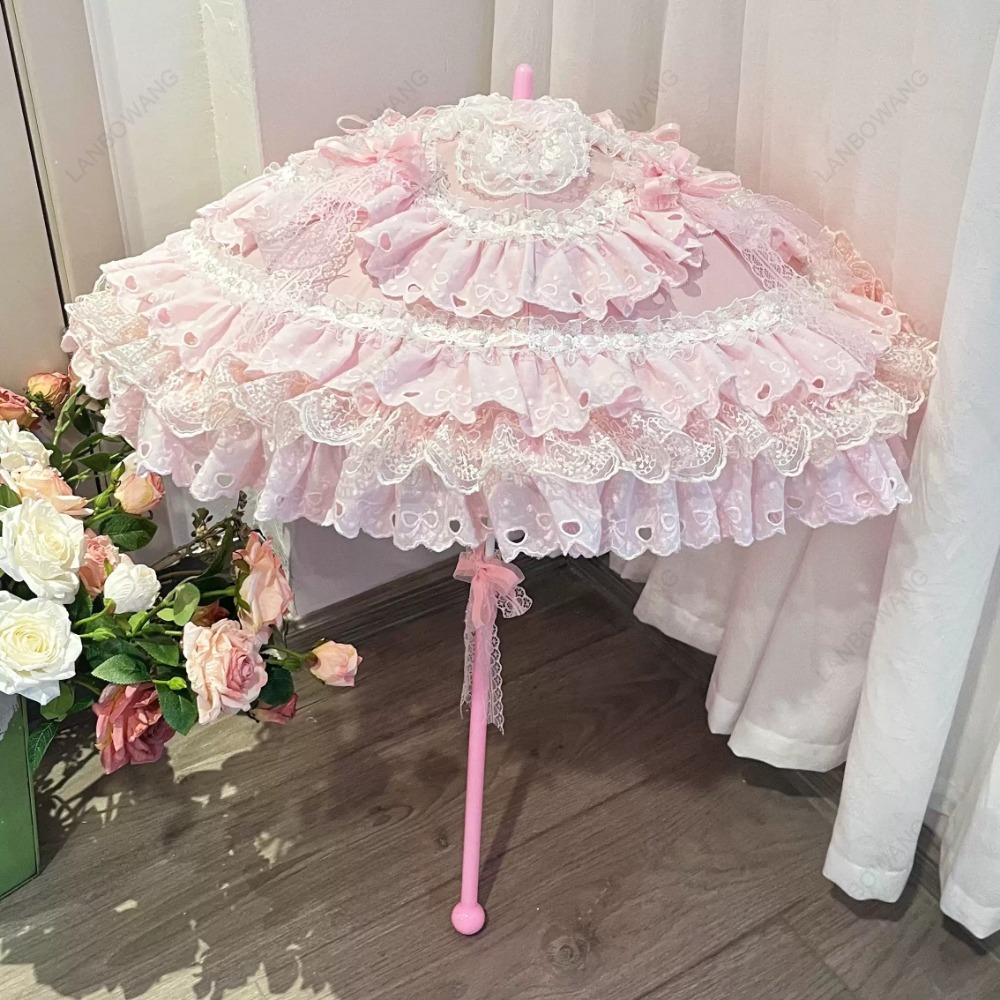 مظلة دانتيل وردية مزينة بالزهو - مراجعة Photography Umbrella وسعره